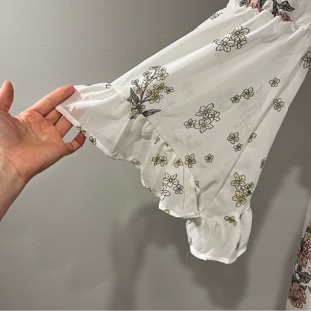 Indulge long‎ sleeve Floral Off-Shoulder mini Dress cottagecore style - Picture 4 of 14